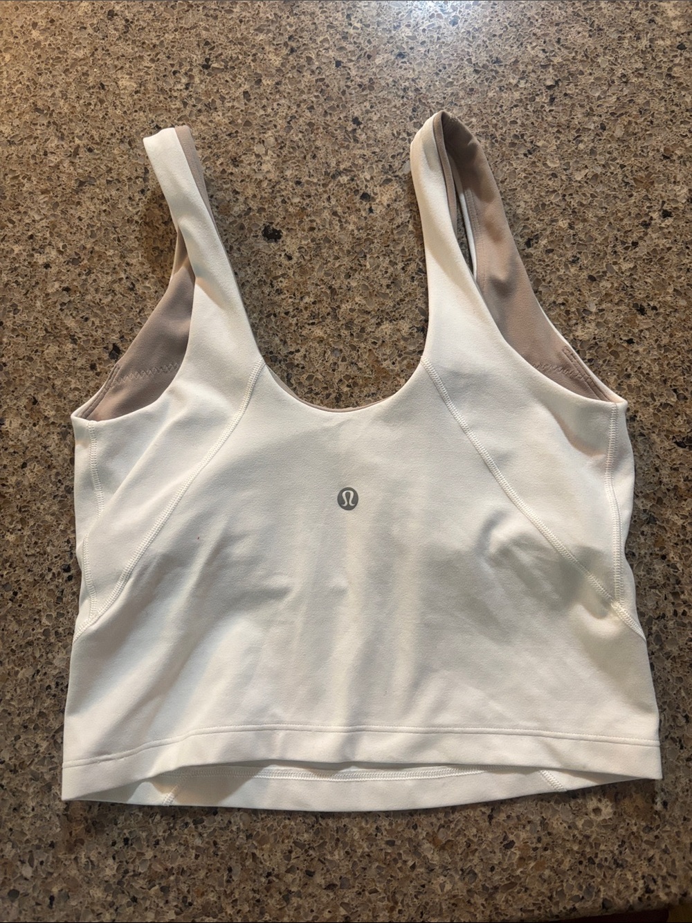 lululemon athletica white/taupe Scoop Sports Bra. Could be the align bra tank